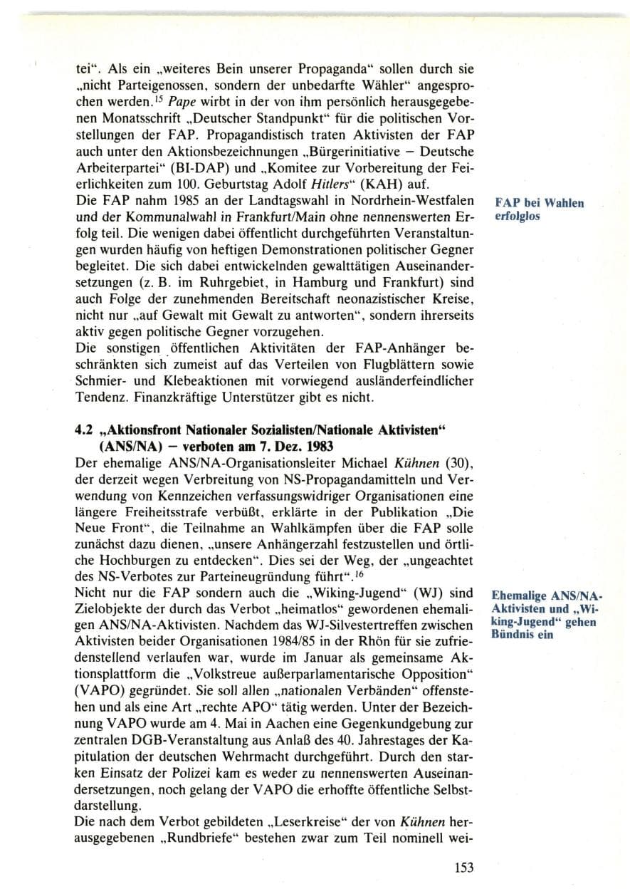 Seite 153 des Verfassungsschutzbericht 1985 Bund