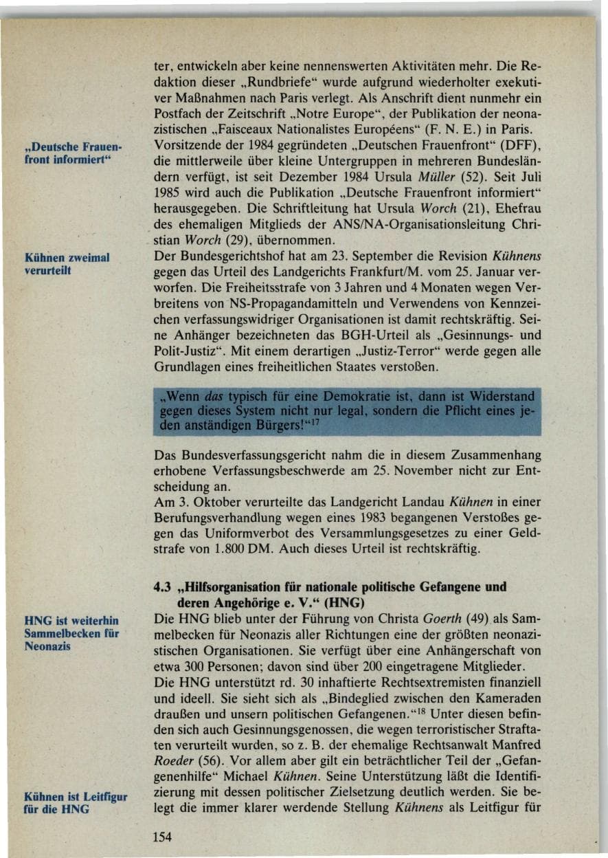 Seite 154 des Verfassungsschutzbericht 1985 Bund