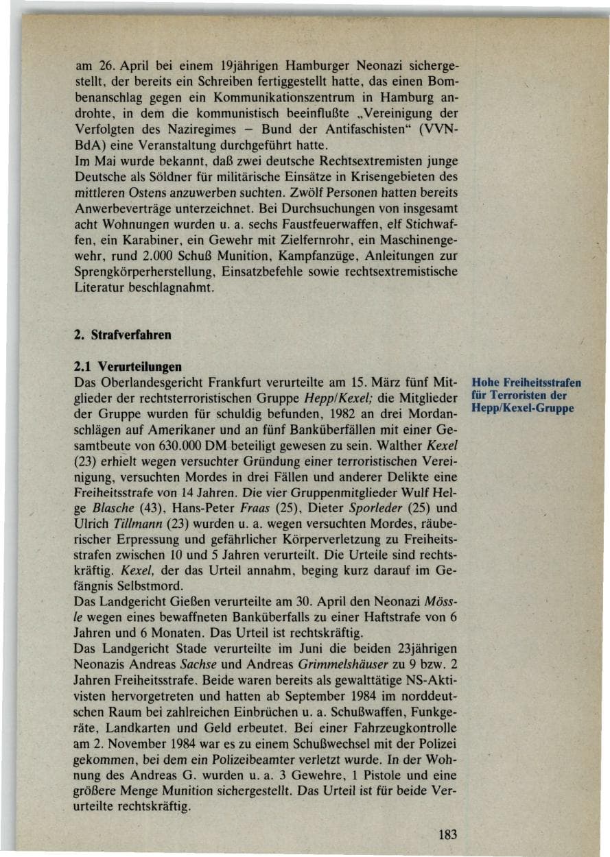 Seite 181 des Verfassungsschutzbericht 1985 Bund
