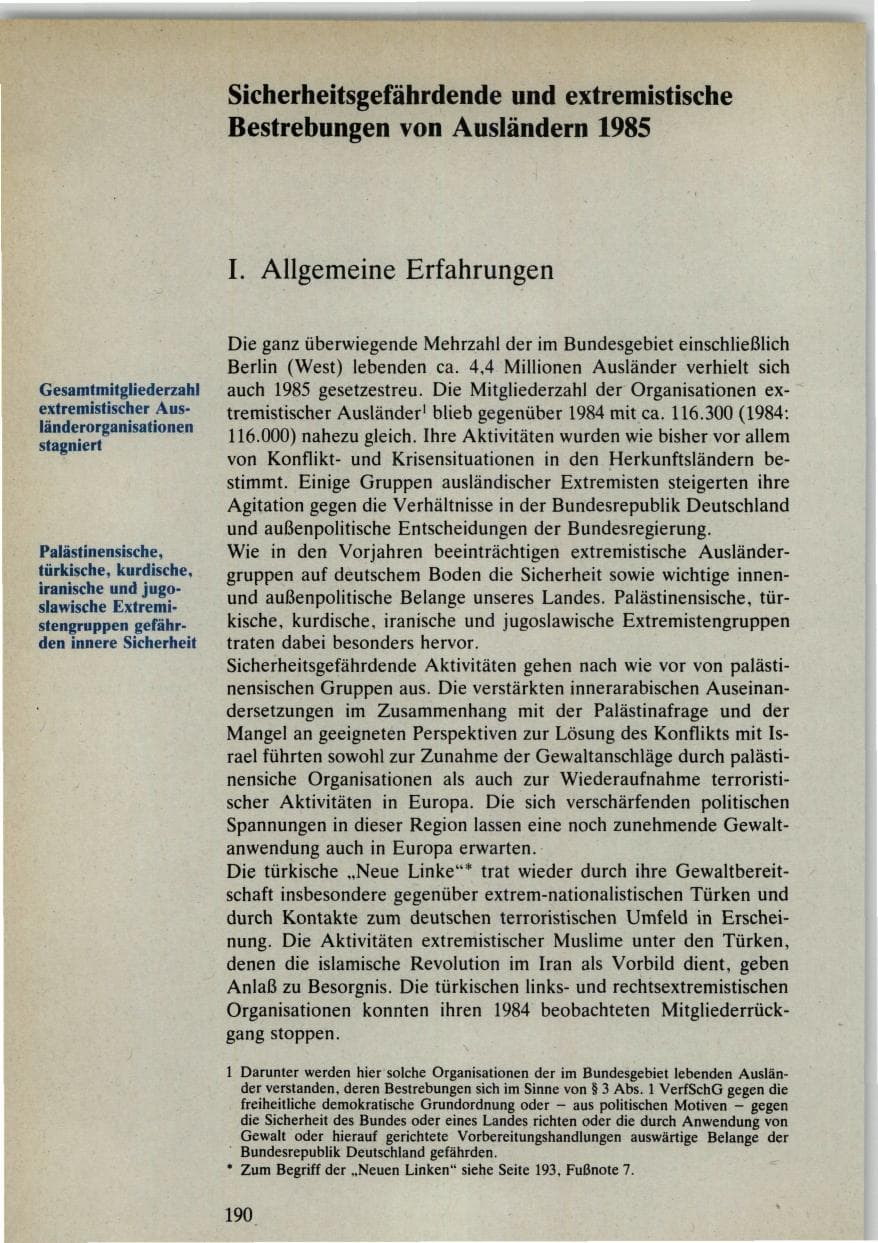 Seite 188 des Verfassungsschutzbericht 1985 Bund