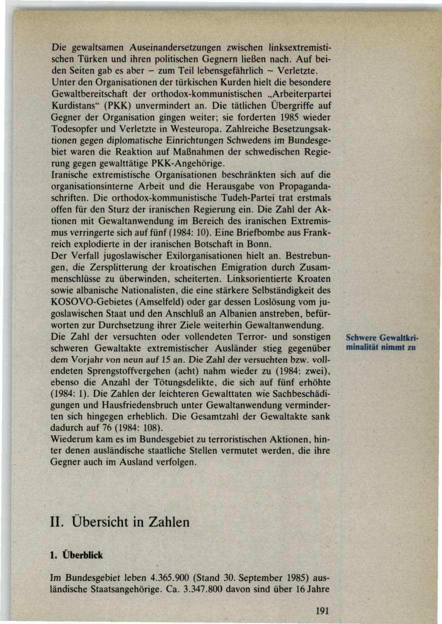Seite 189 des Verfassungsschutzbericht 1985 Bund