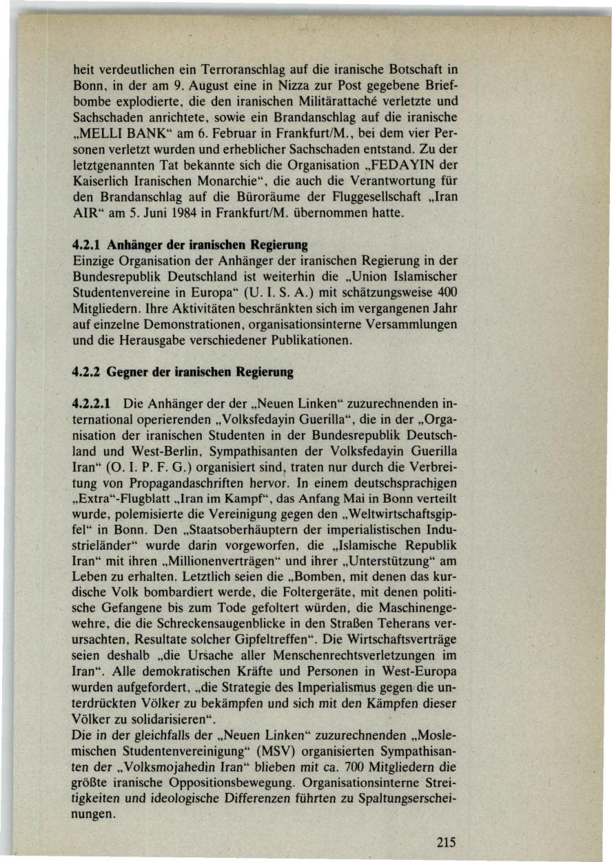 Seite 213 des Verfassungsschutzbericht 1985 Bund