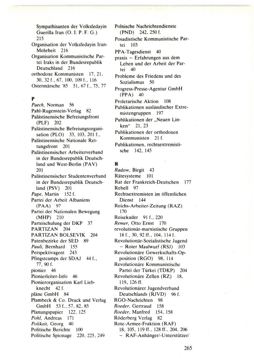 Seite 263 des Verfassungsschutzbericht 1985 Bund