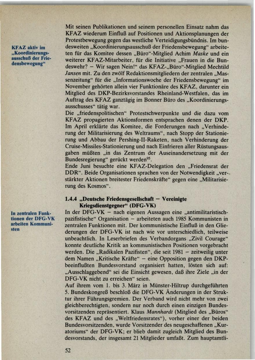 Seite 52 des Verfassungsschutzbericht 1985 Bund