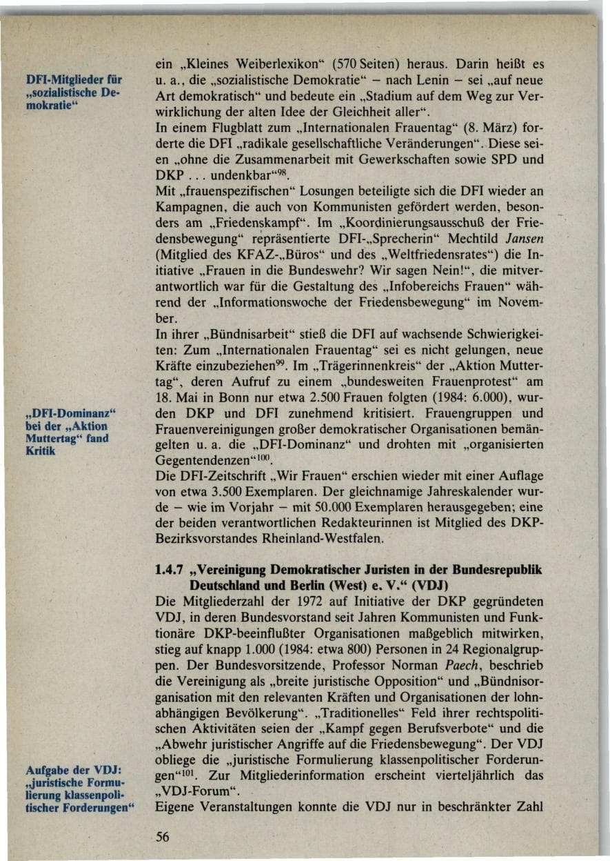 Seite 56 des Verfassungsschutzbericht 1985 Bund