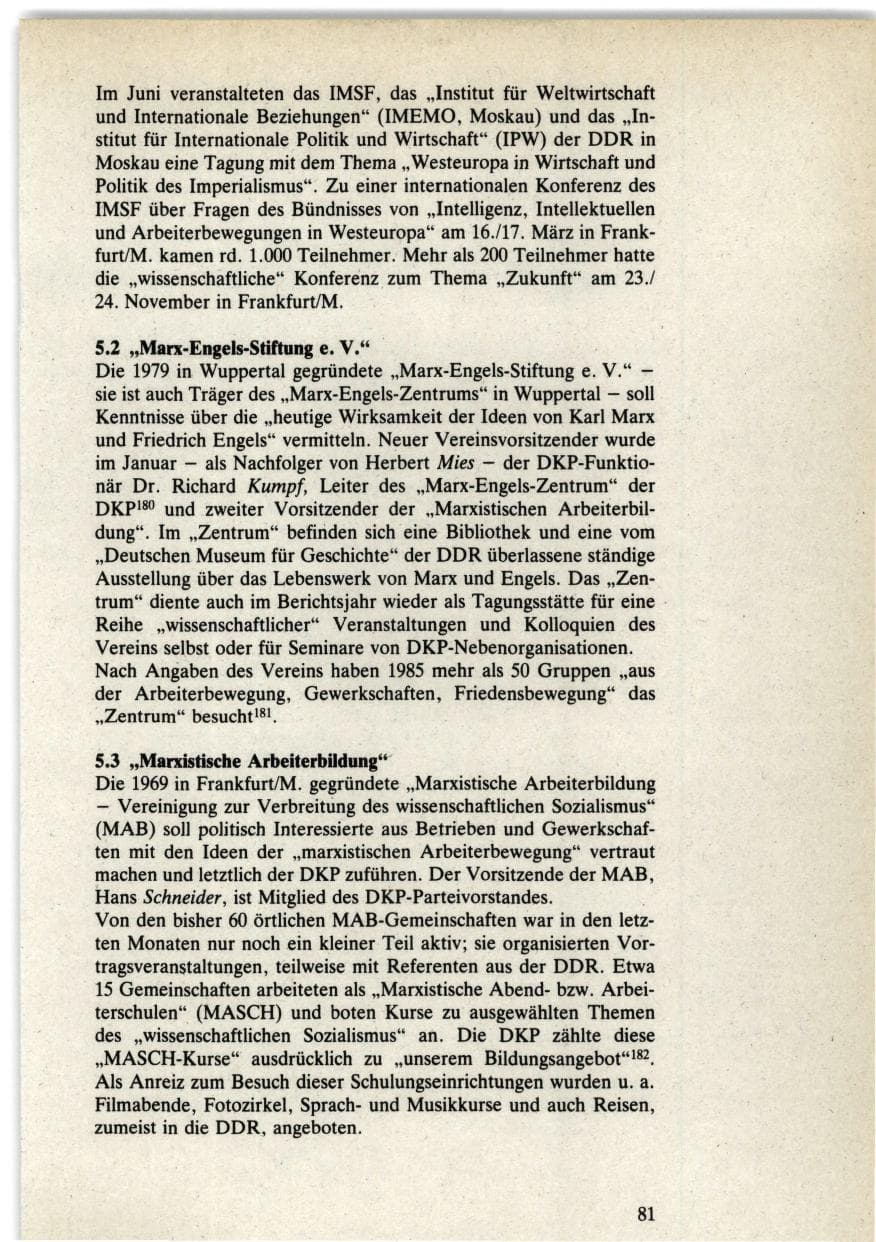 Seite 81 des Verfassungsschutzbericht 1985 Bund