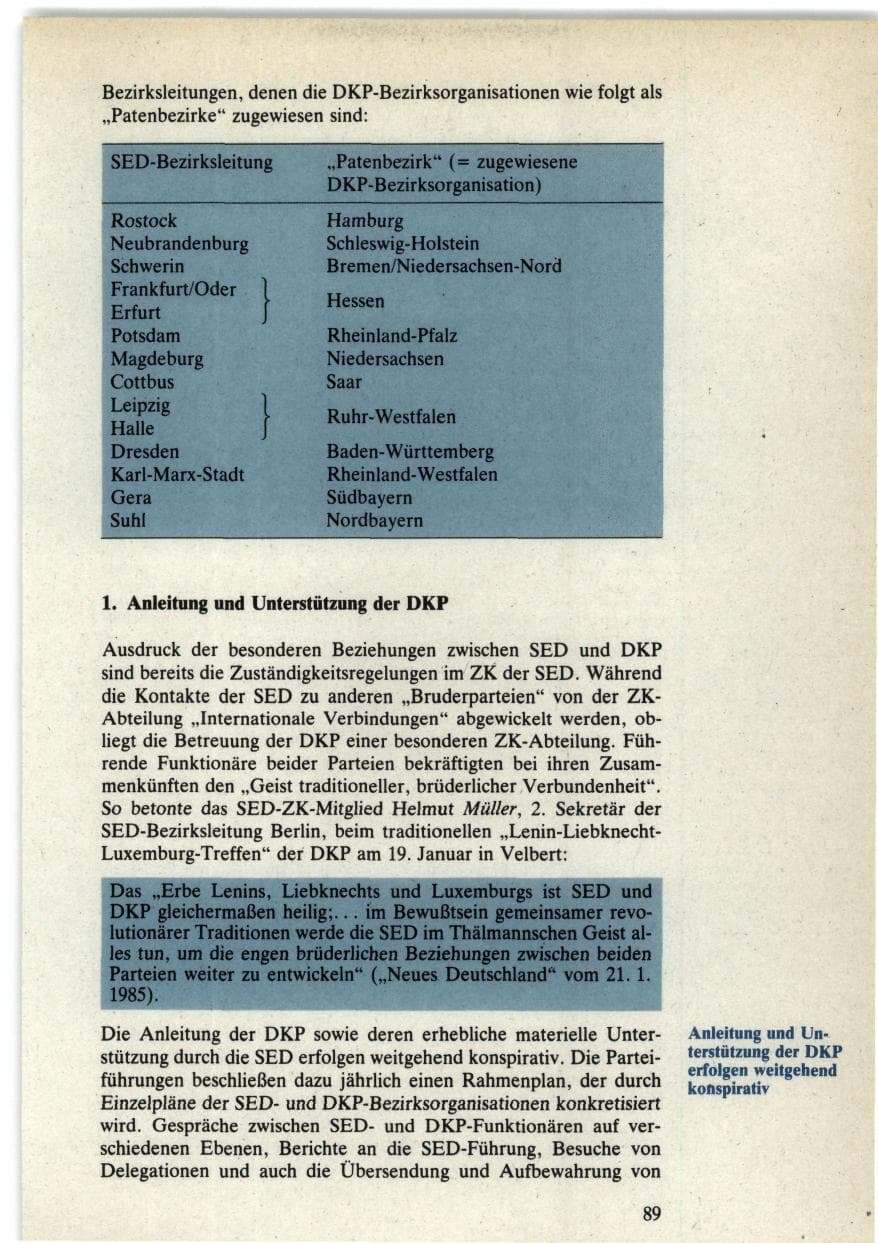 Seite 89 des Verfassungsschutzbericht 1985 Bund