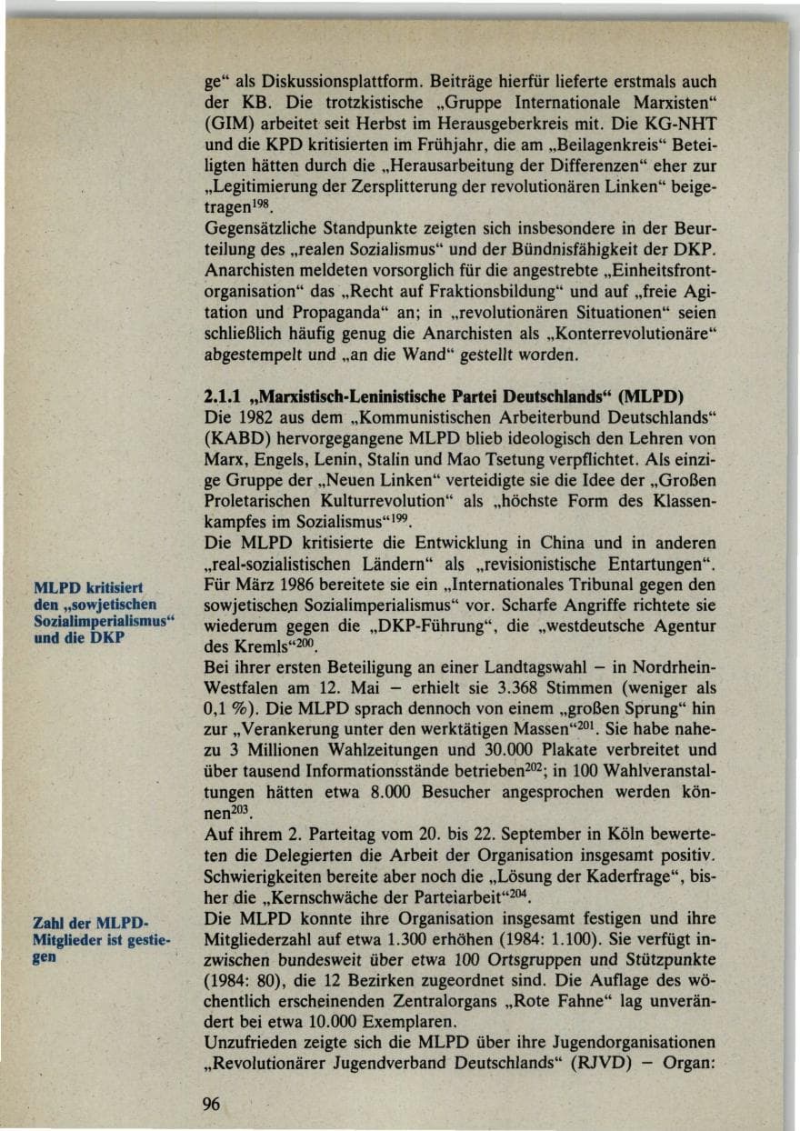 Seite 96 des Verfassungsschutzbericht 1985 Bund
