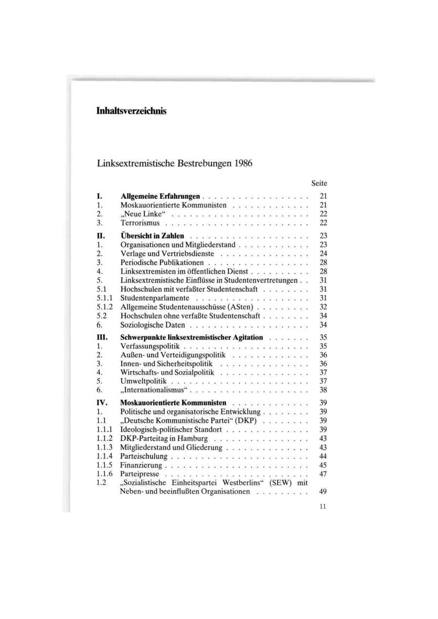 Seite 11 des Verfassungsschutzbericht 1986 Bund