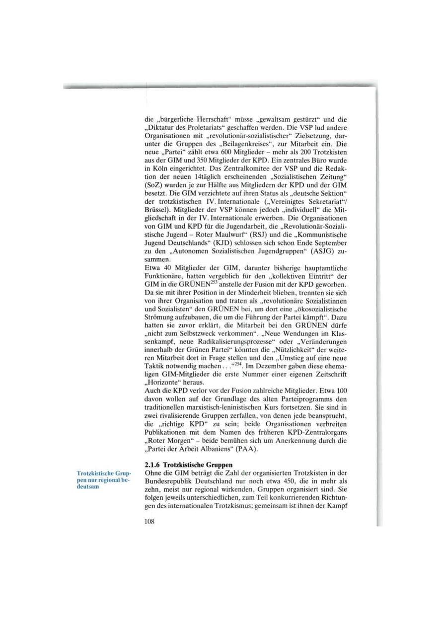 Seite 108 des Verfassungsschutzbericht 1986 Bund