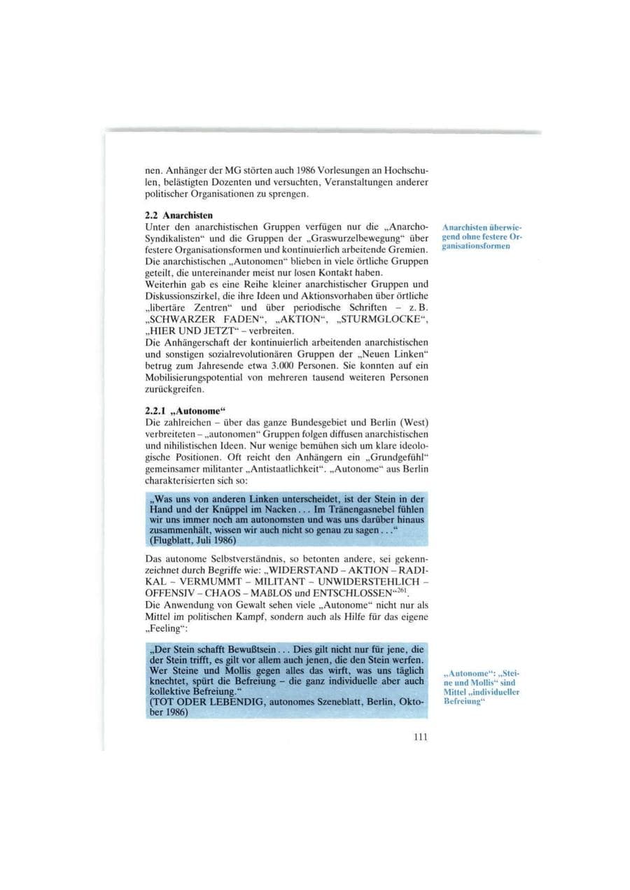 Seite 111 des Verfassungsschutzbericht 1986 Bund