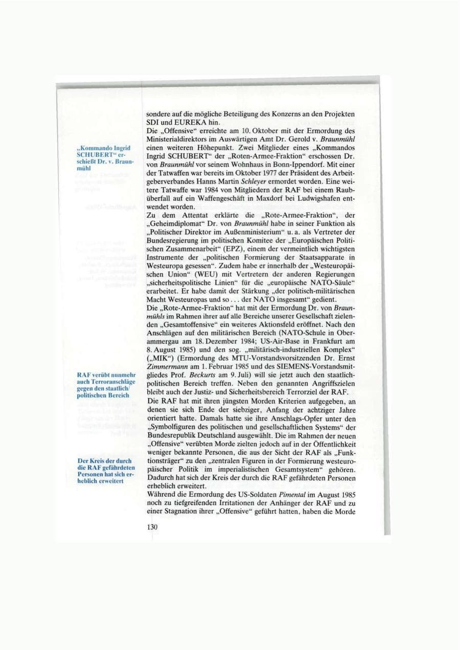 Seite 130 des Verfassungsschutzbericht 1986 Bund