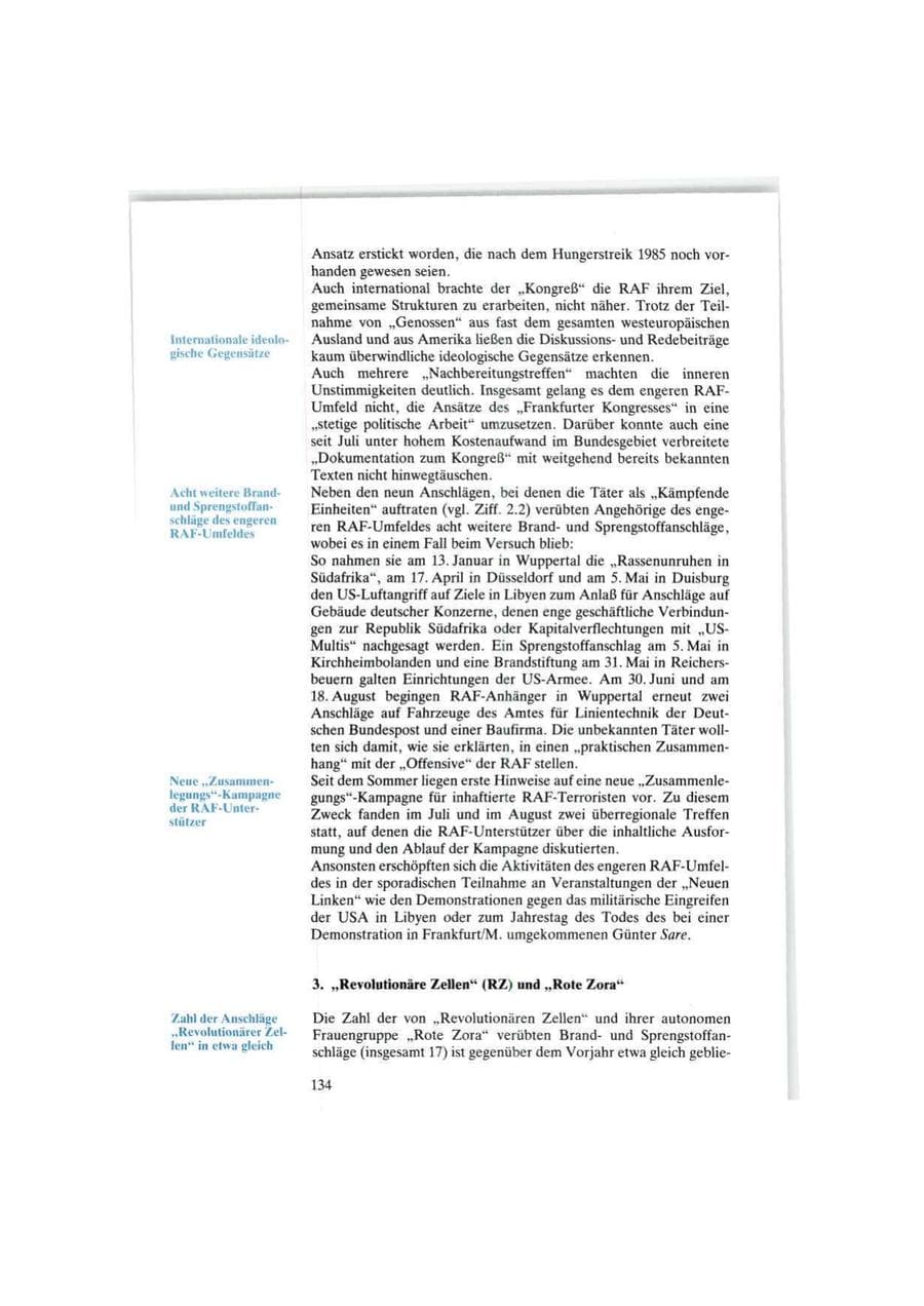 Seite 134 des Verfassungsschutzbericht 1986 Bund
