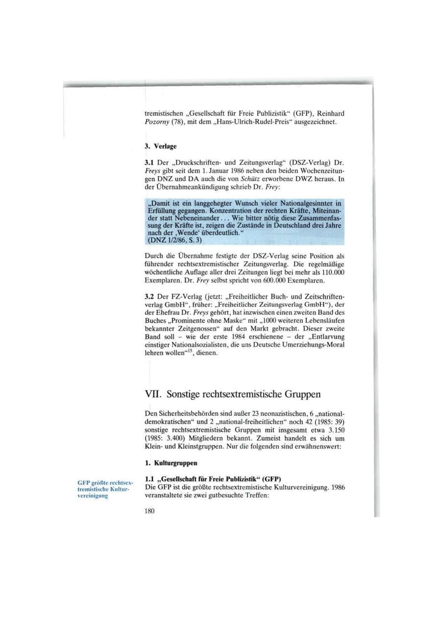 Seite 180 des Verfassungsschutzbericht 1986 Bund