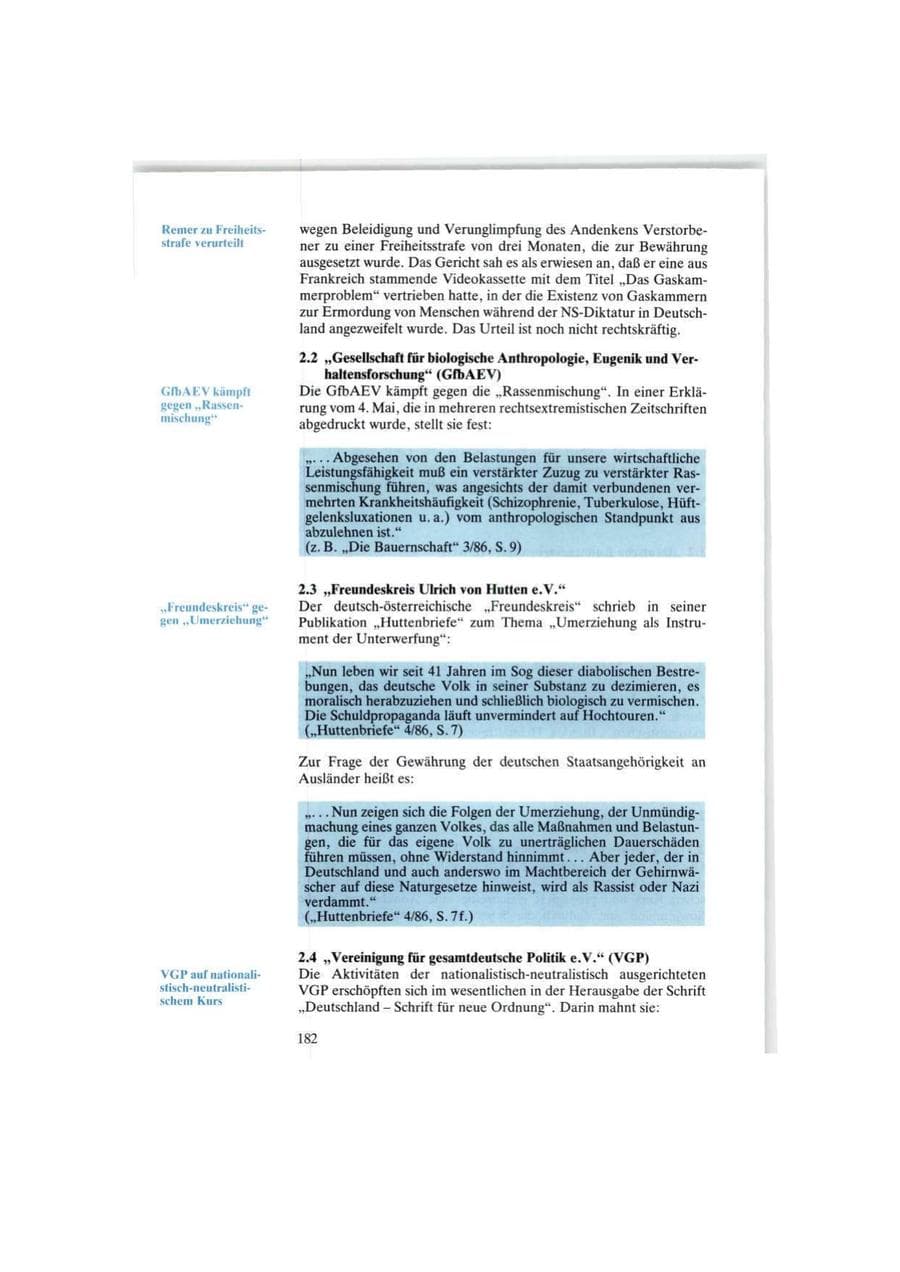 Seite 182 des Verfassungsschutzbericht 1986 Bund