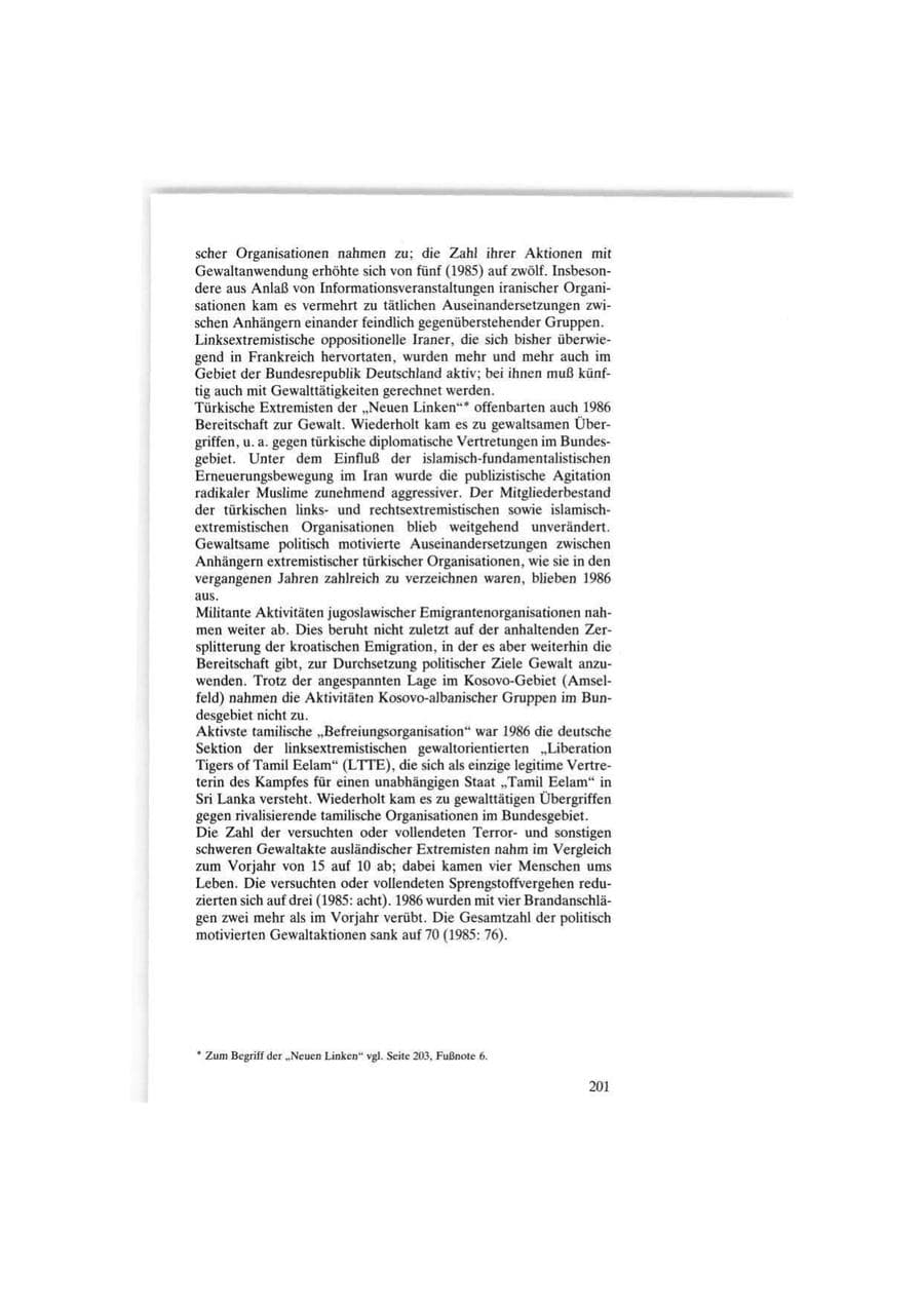 Seite 201 des Verfassungsschutzbericht 1986 Bund