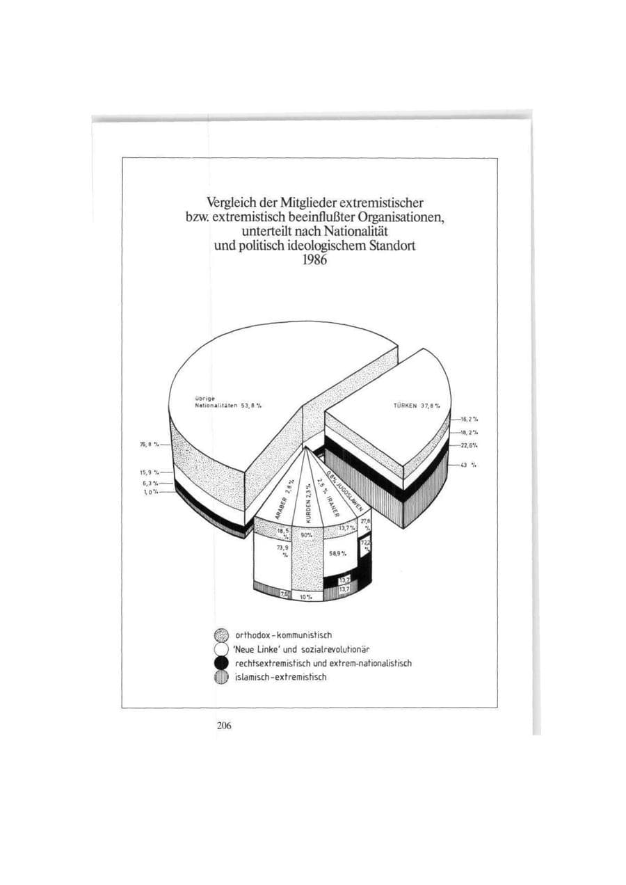 Seite 206 des Verfassungsschutzbericht 1986 Bund
