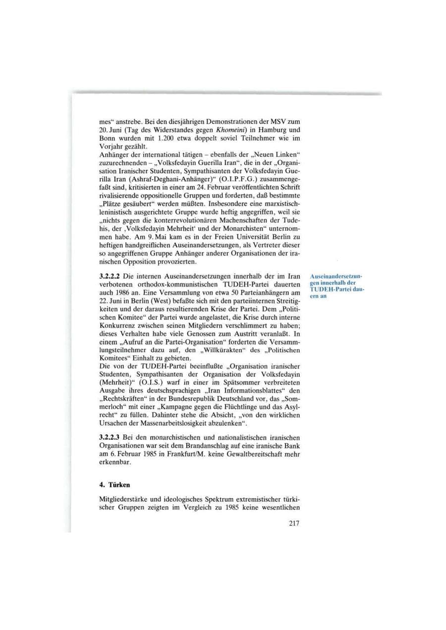 Seite 217 des Verfassungsschutzbericht 1986 Bund