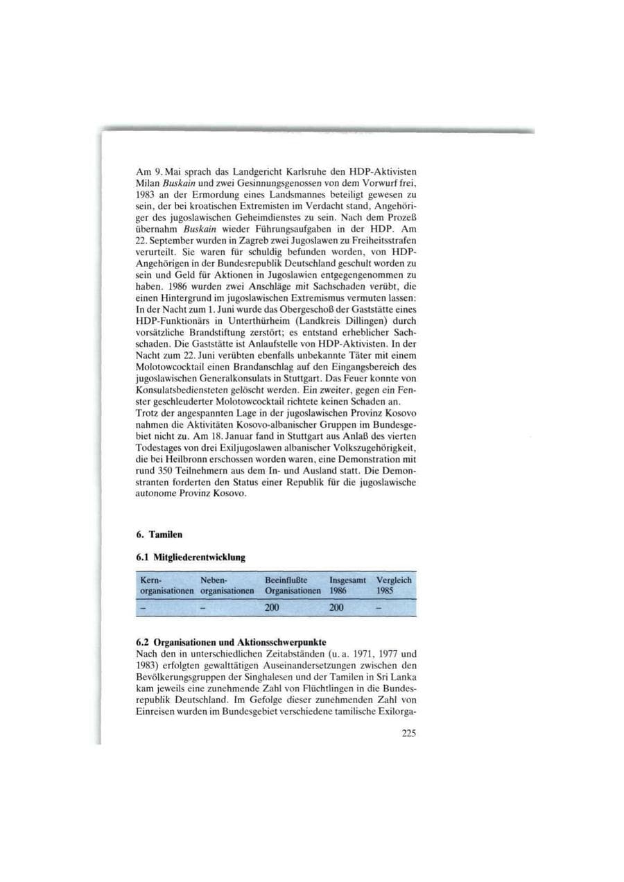 Seite 225 des Verfassungsschutzbericht 1986 Bund