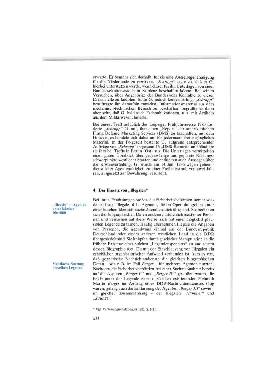 Seite 244 des Verfassungsschutzbericht 1986 Bund