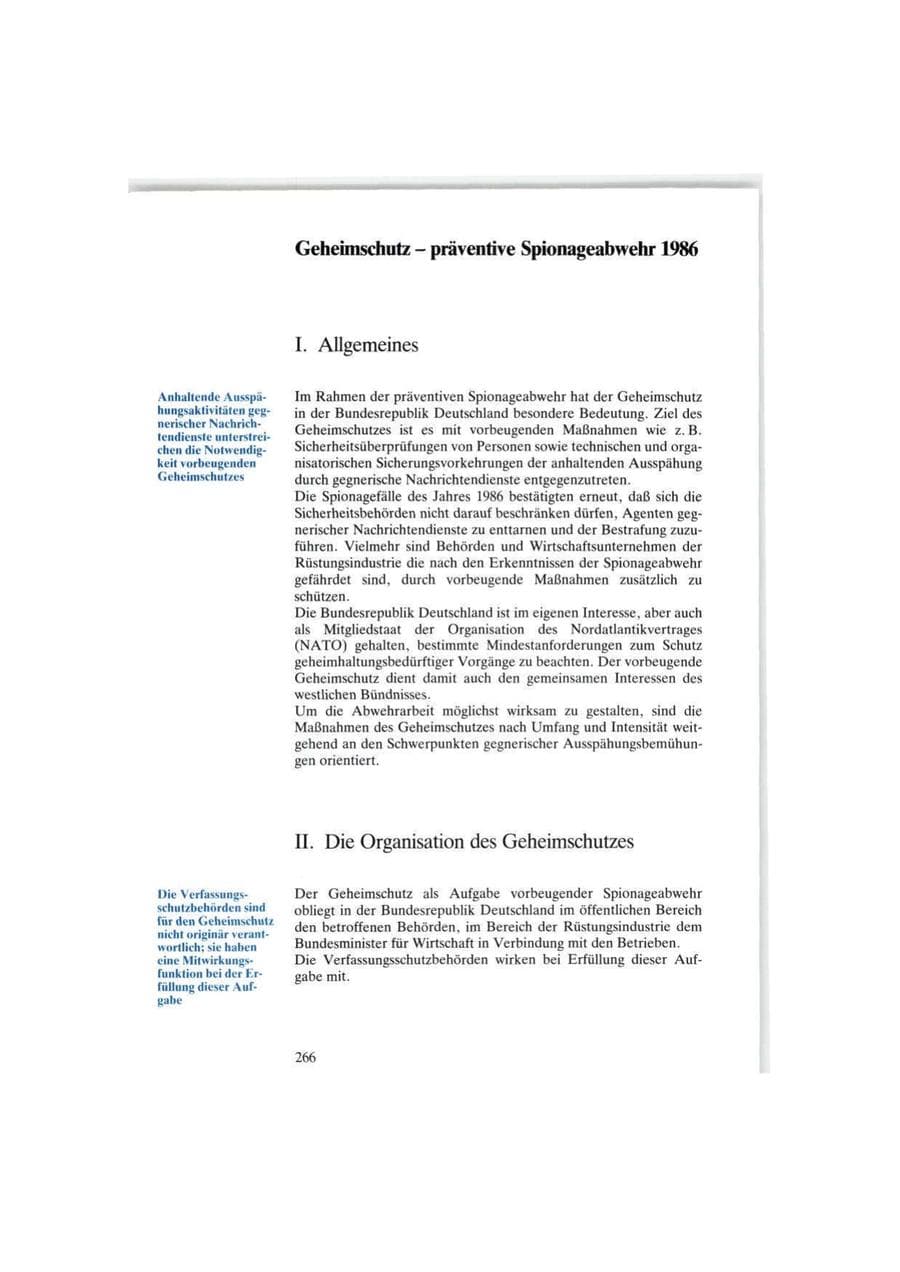 Seite 266 des Verfassungsschutzbericht 1986 Bund