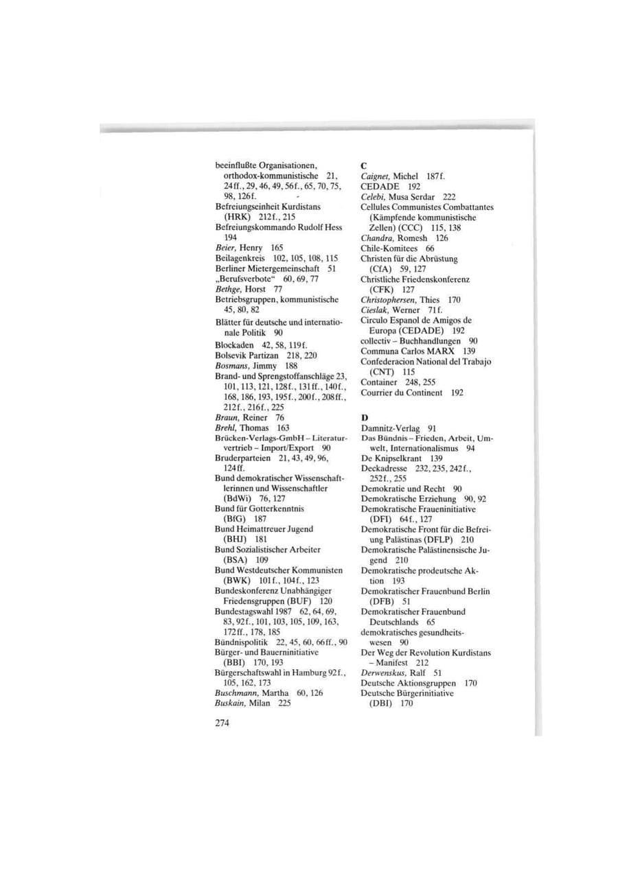 Seite 274 des Verfassungsschutzbericht 1986 Bund