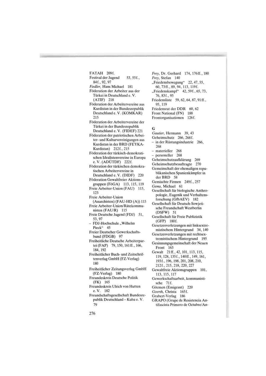 Seite 276 des Verfassungsschutzbericht 1986 Bund
