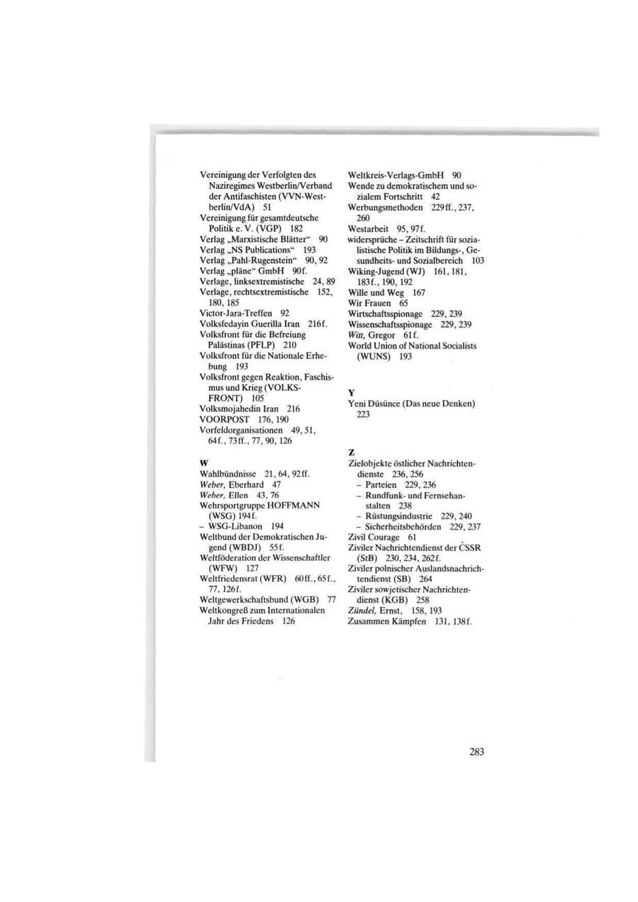 Seite 283 des Verfassungsschutzbericht 1986 Bund