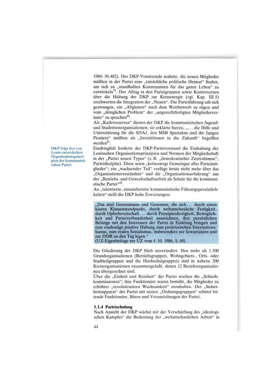 Seite 44 des Verfassungsschutzbericht 1986 Bund
