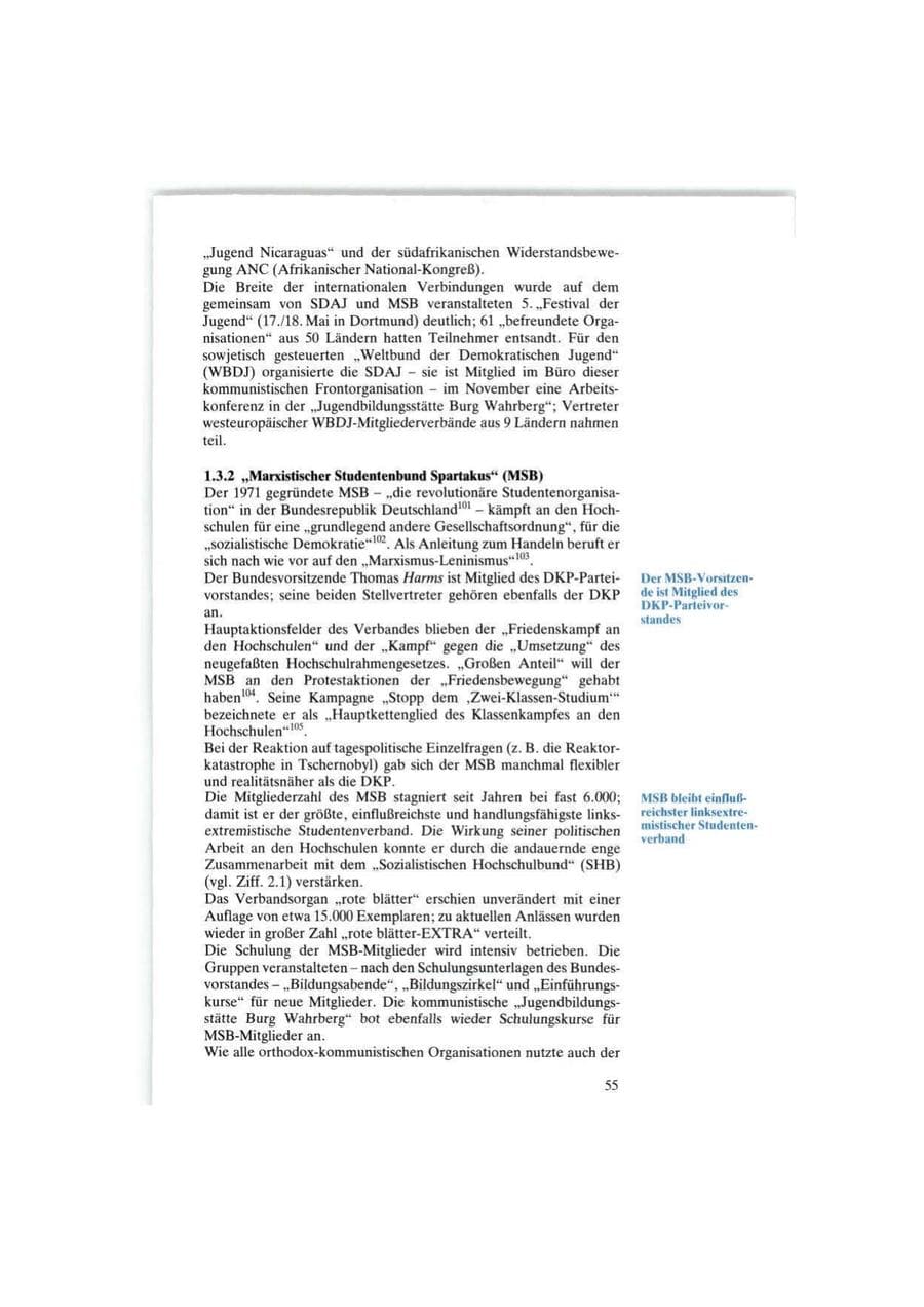 Seite 55 des Verfassungsschutzbericht 1986 Bund