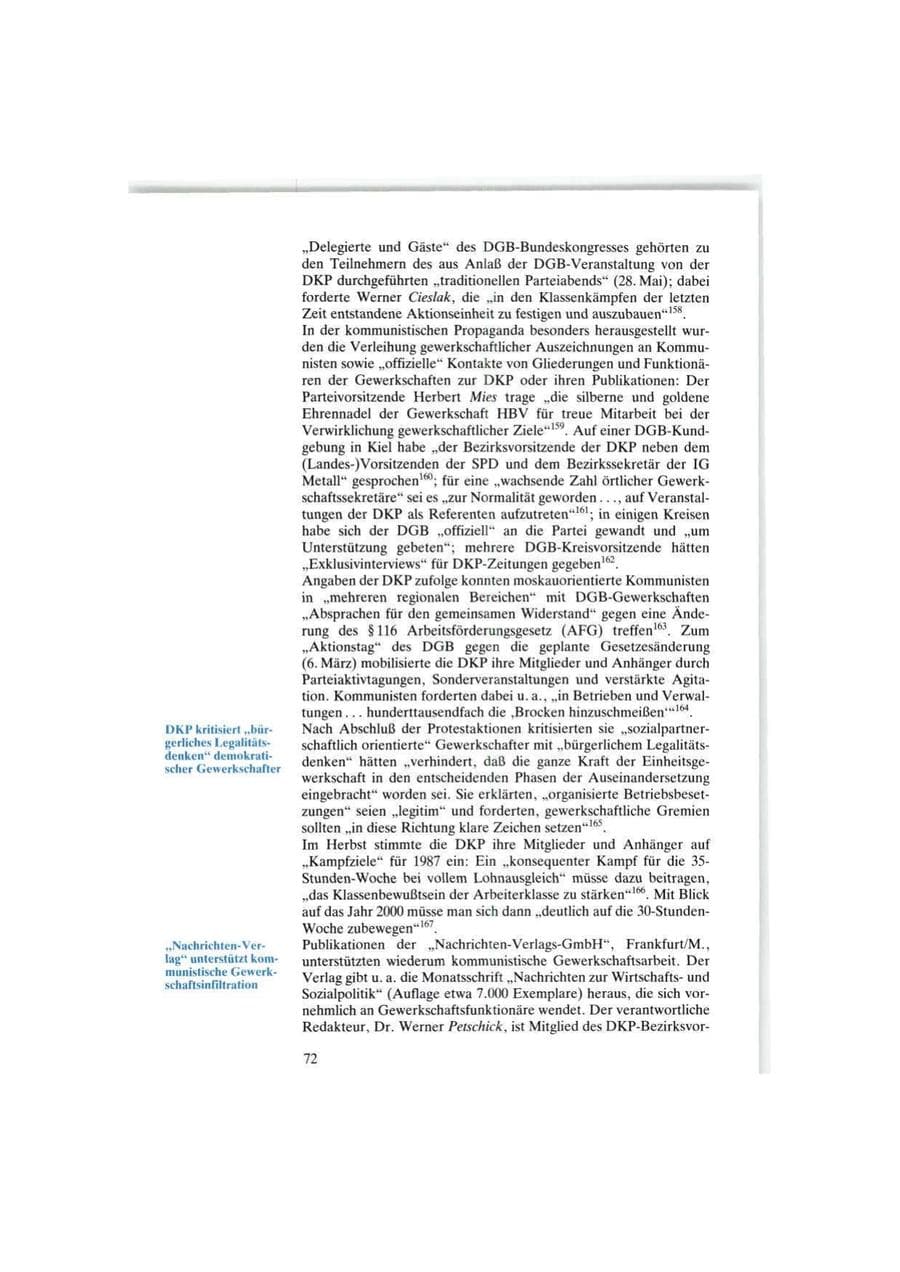 Seite 72 des Verfassungsschutzbericht 1986 Bund
