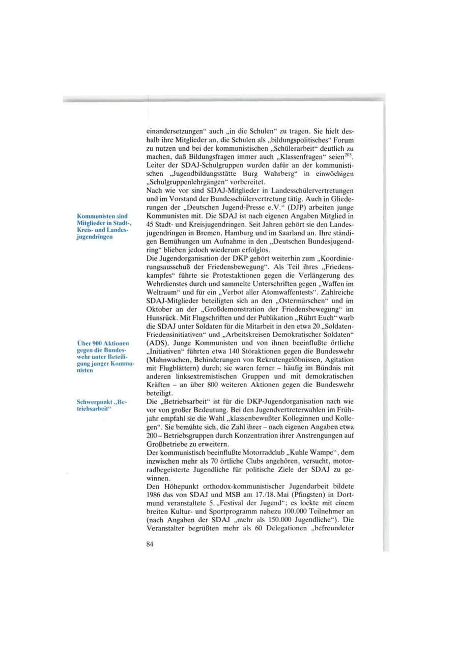 Seite 84 des Verfassungsschutzbericht 1986 Bund