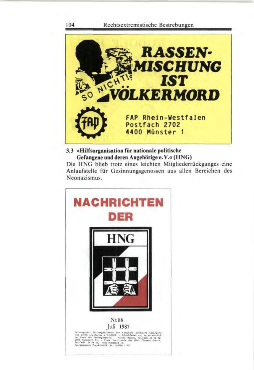 Seite 104 des Verfassungsschutzbericht 1987 Bund