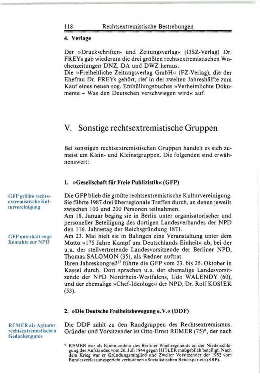 Seite 118 des Verfassungsschutzbericht 1987 Bund