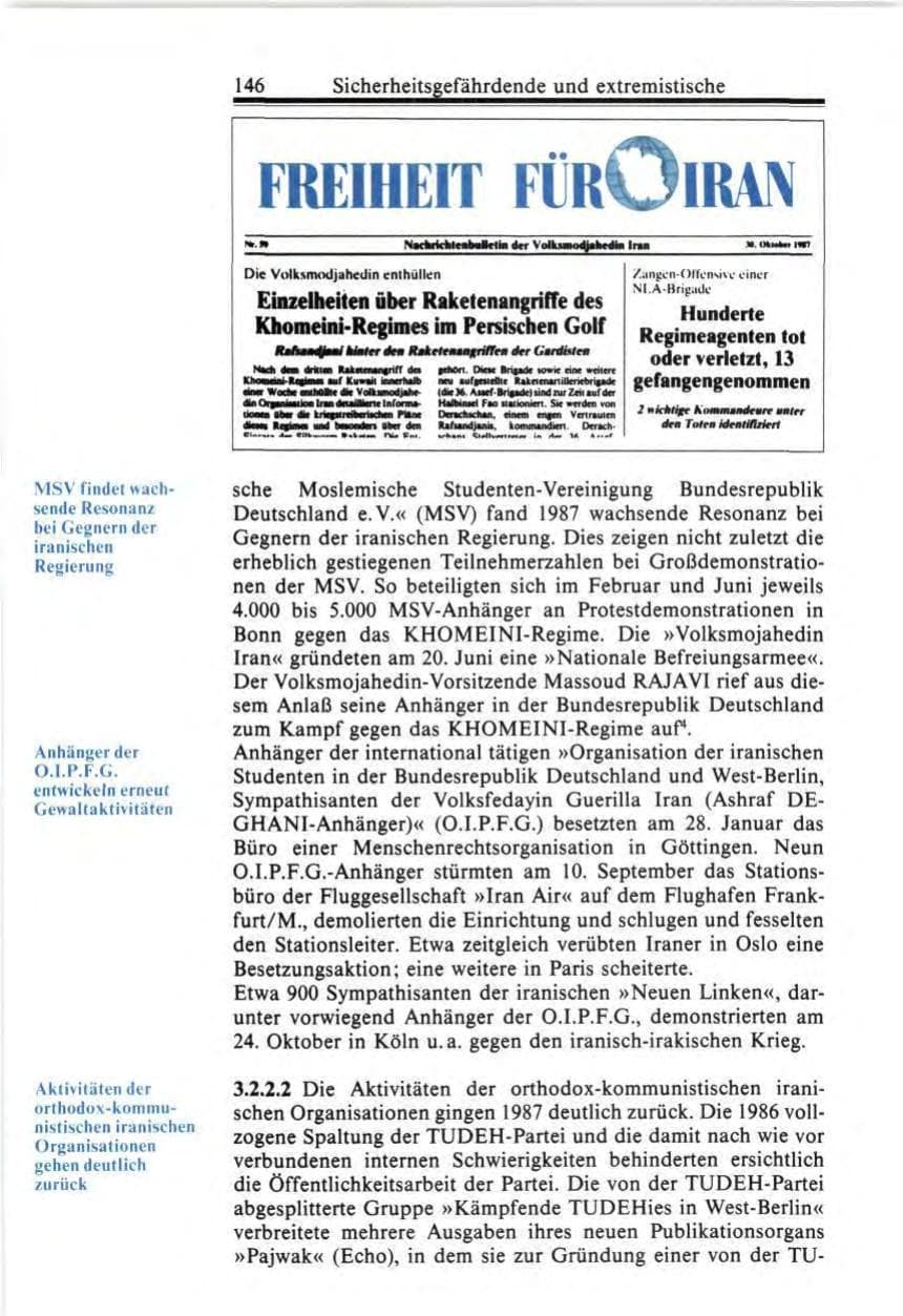 Seite 146 des Verfassungsschutzbericht 1987 Bund