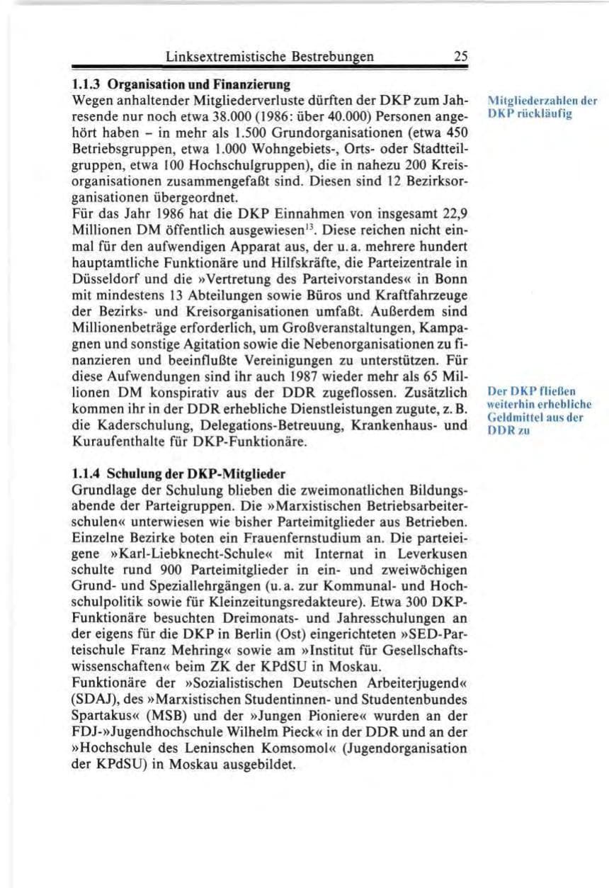 Seite 25 des Verfassungsschutzbericht 1987 Bund