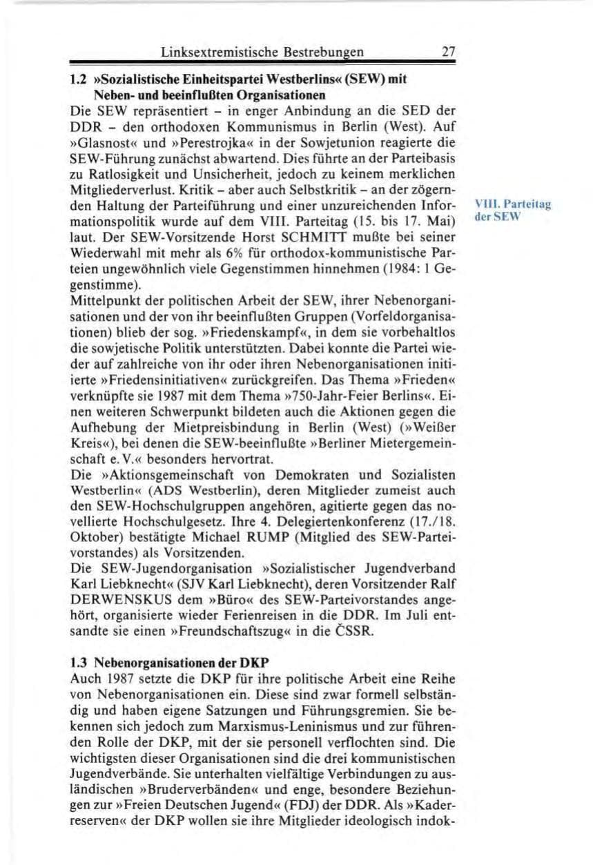 Seite 27 des Verfassungsschutzbericht 1987 Bund
