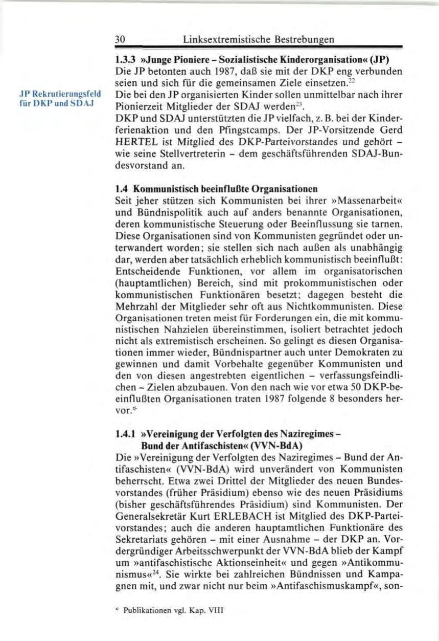 Seite 30 des Verfassungsschutzbericht 1987 Bund