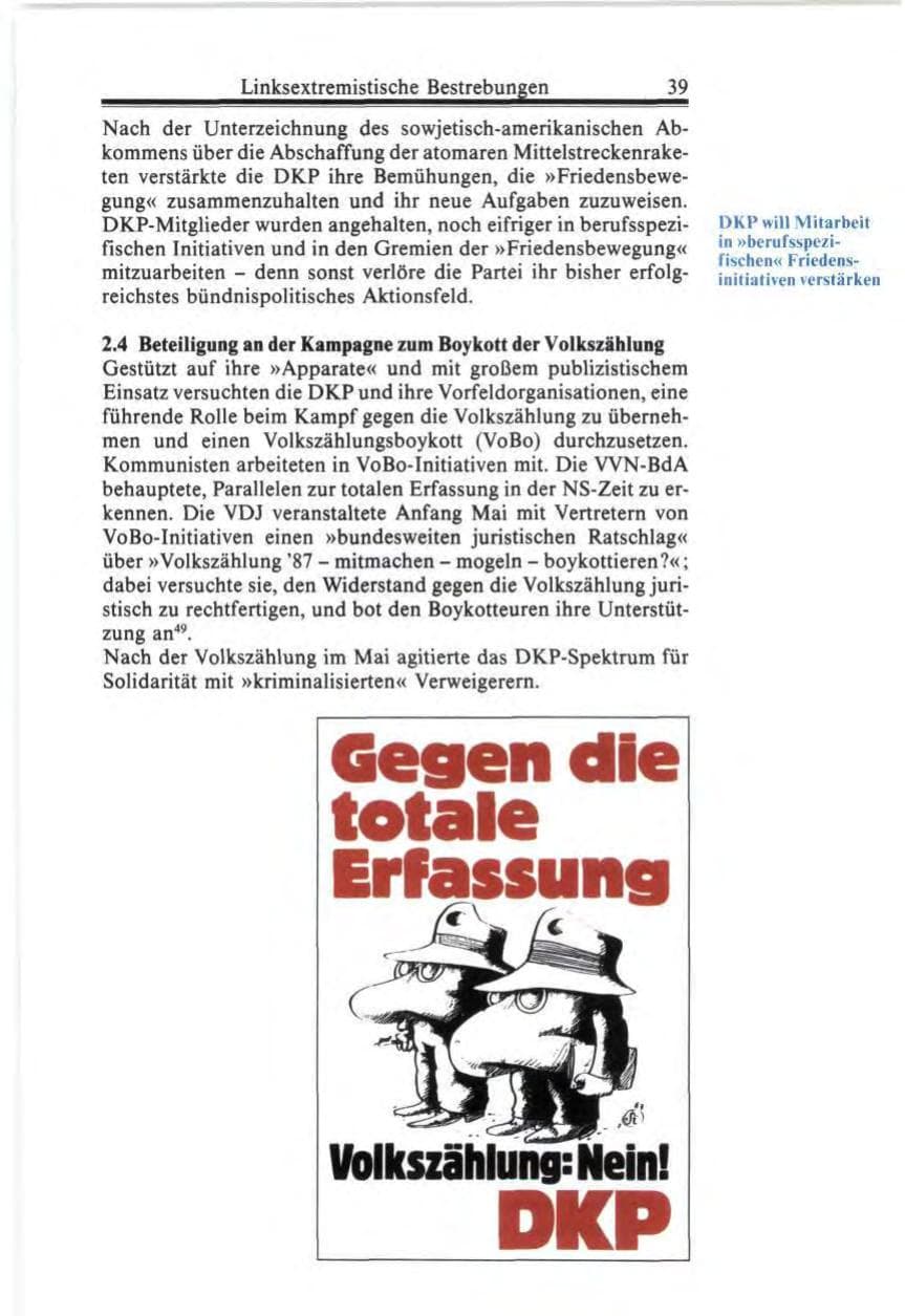 Seite 39 des Verfassungsschutzbericht 1987 Bund