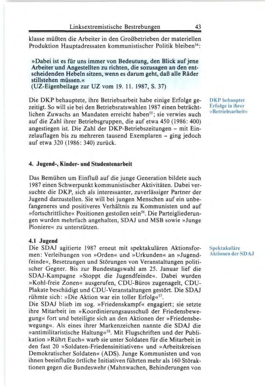 Seite 43 des Verfassungsschutzbericht 1987 Bund