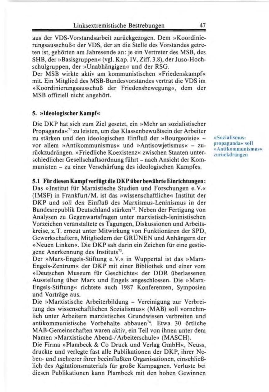 Seite 47 des Verfassungsschutzbericht 1987 Bund