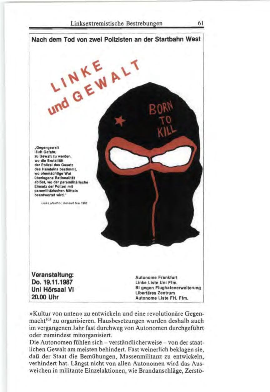 Seite 61 des Verfassungsschutzbericht 1987 Bund