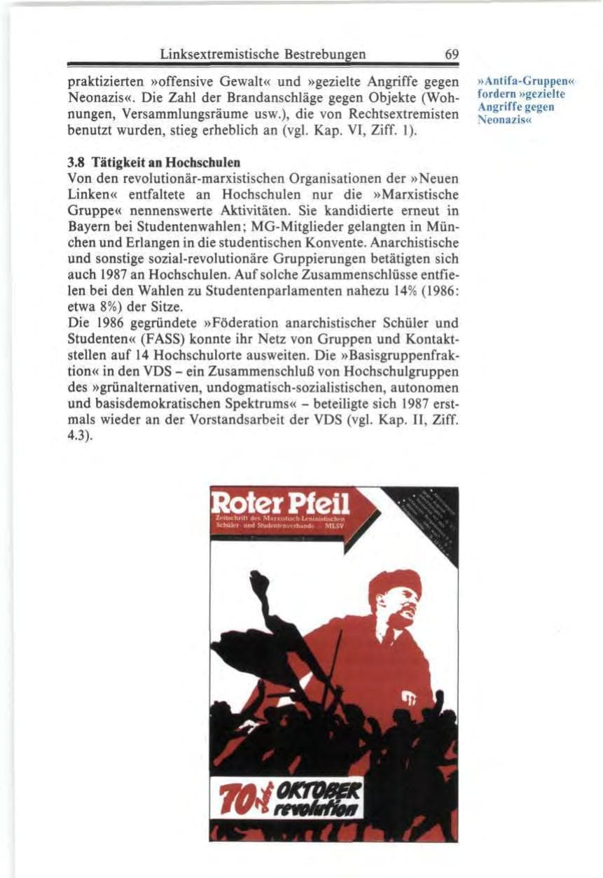 Seite 69 des Verfassungsschutzbericht 1987 Bund