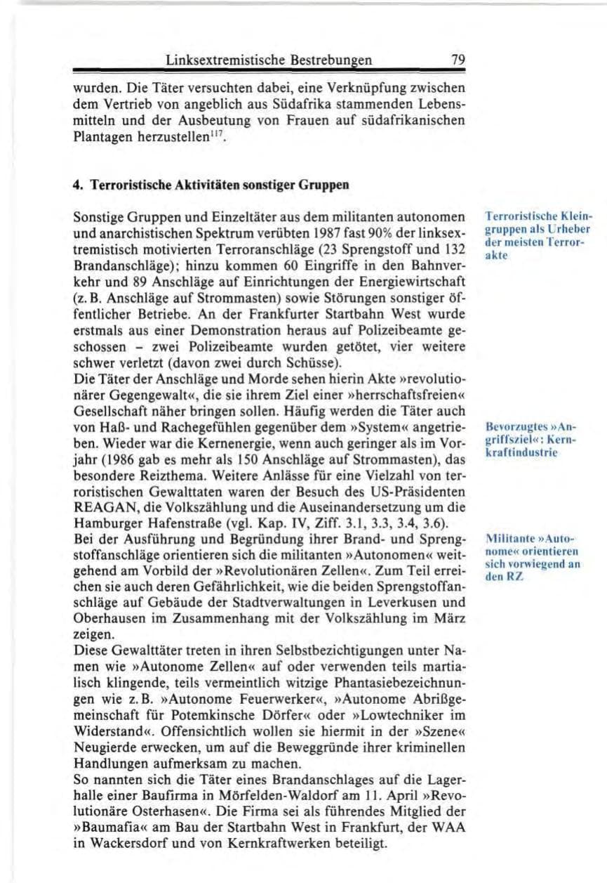 Seite 79 des Verfassungsschutzbericht 1987 Bund