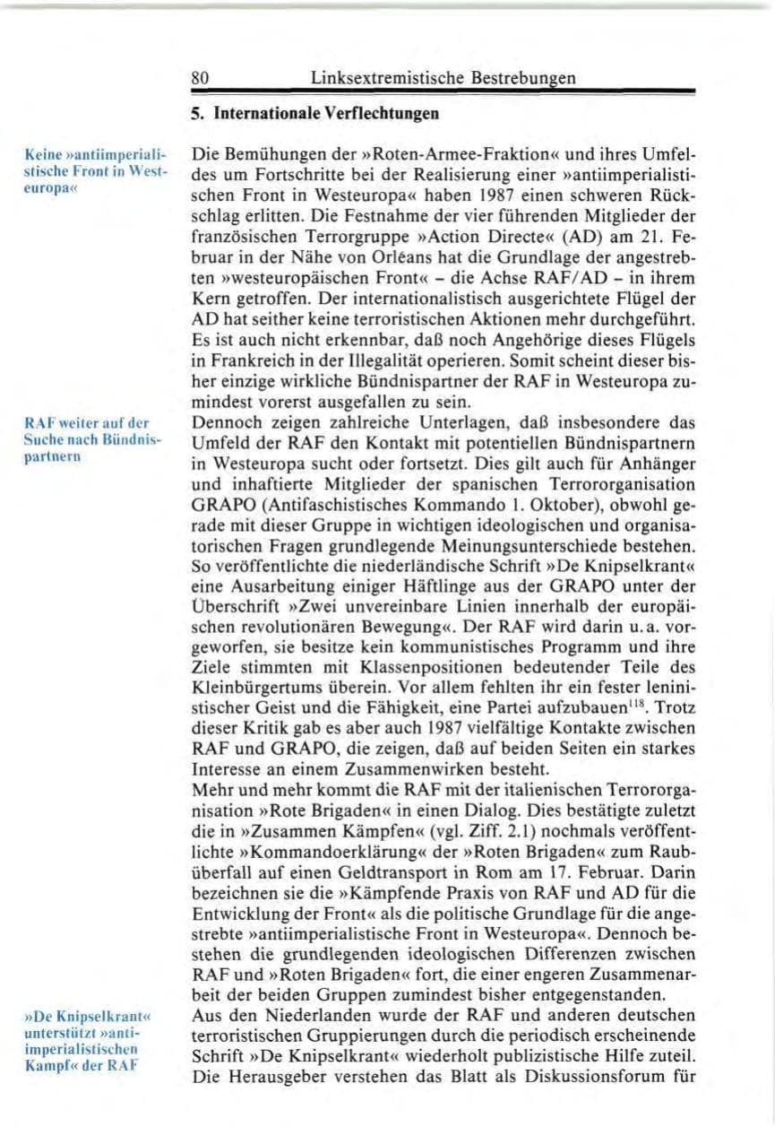 Seite 80 des Verfassungsschutzbericht 1987 Bund