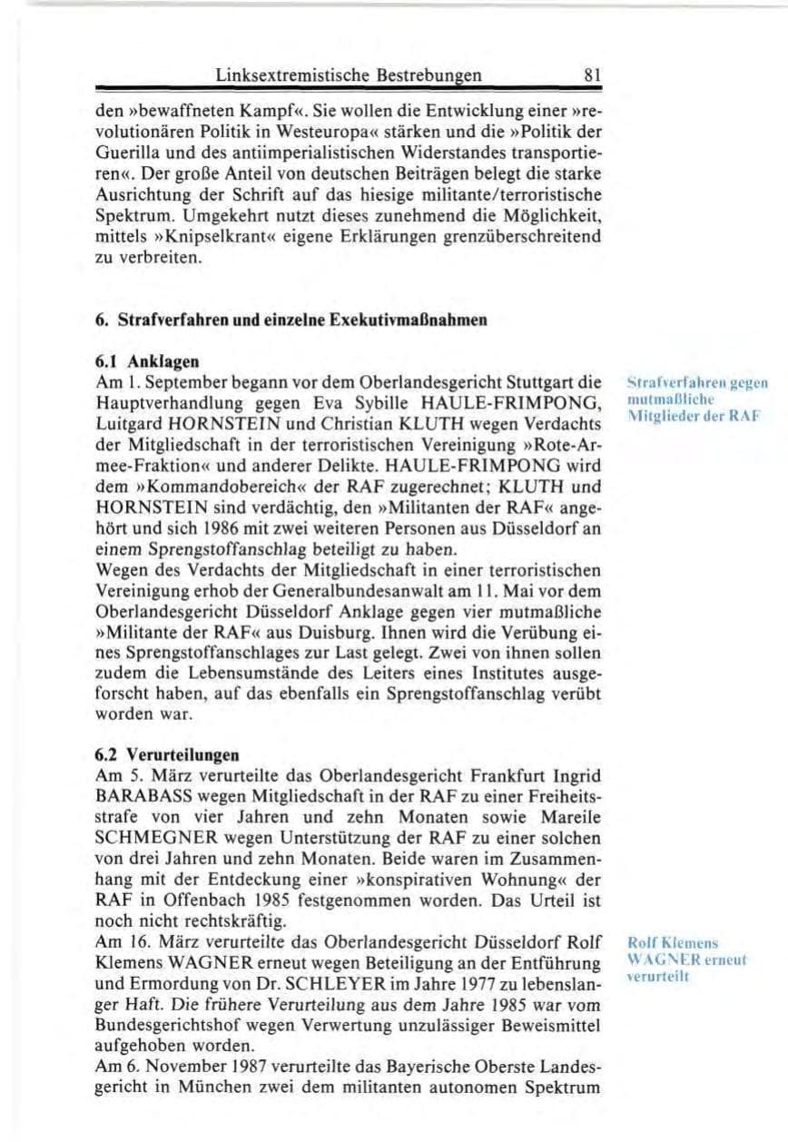 Seite 81 des Verfassungsschutzbericht 1987 Bund