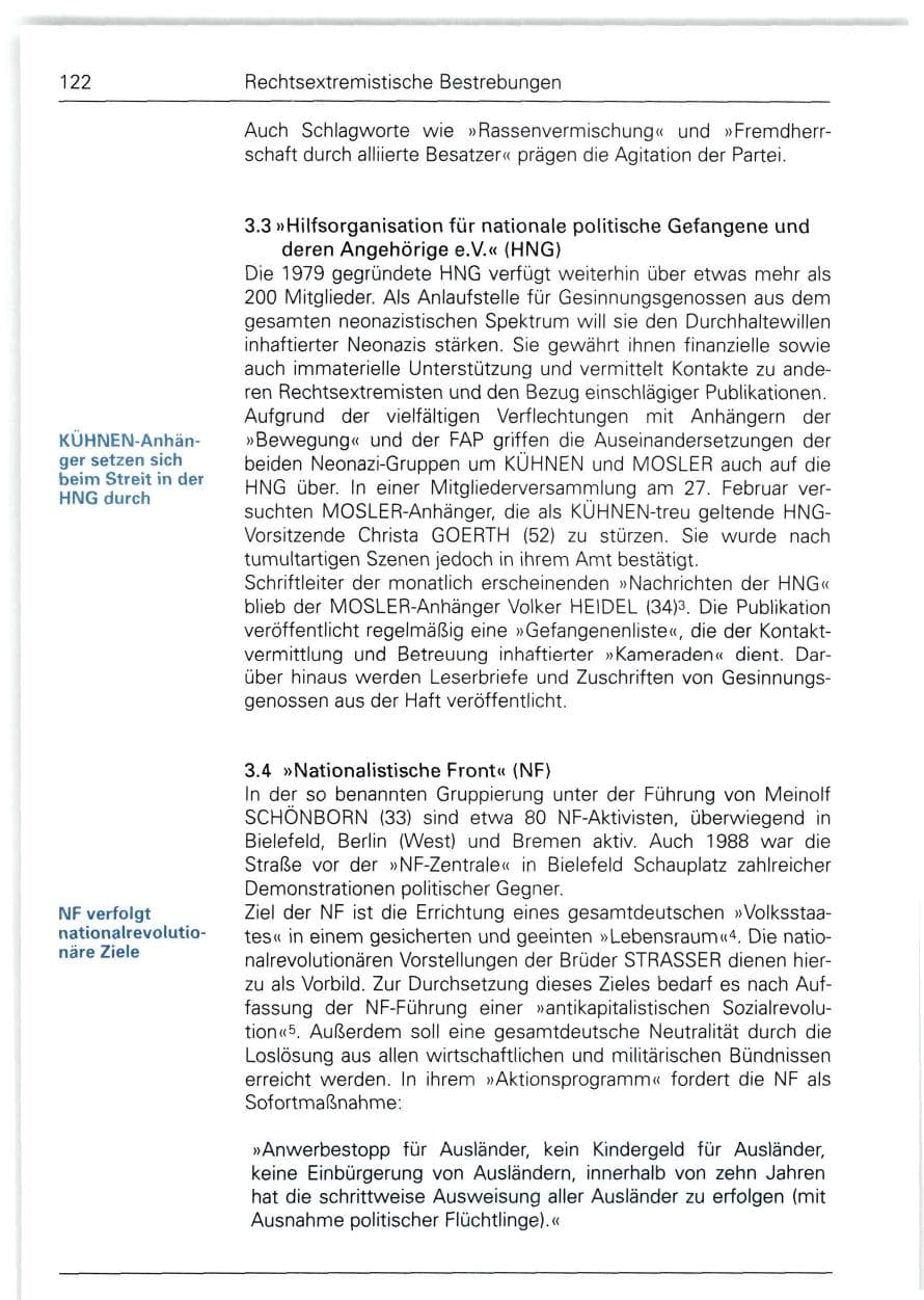 Seite 122 des Verfassungsschutzbericht 1988 Bund