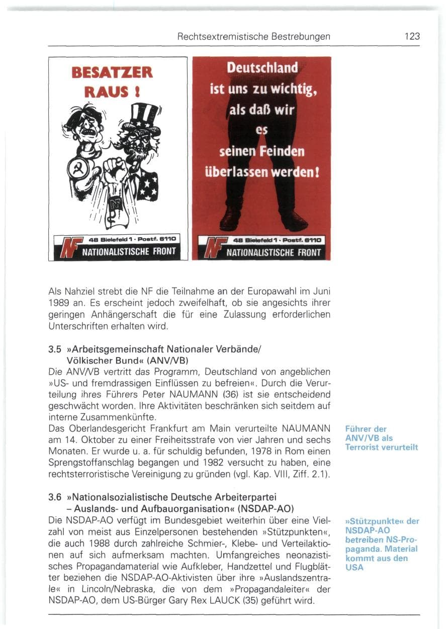 Seite 123 des Verfassungsschutzbericht 1988 Bund