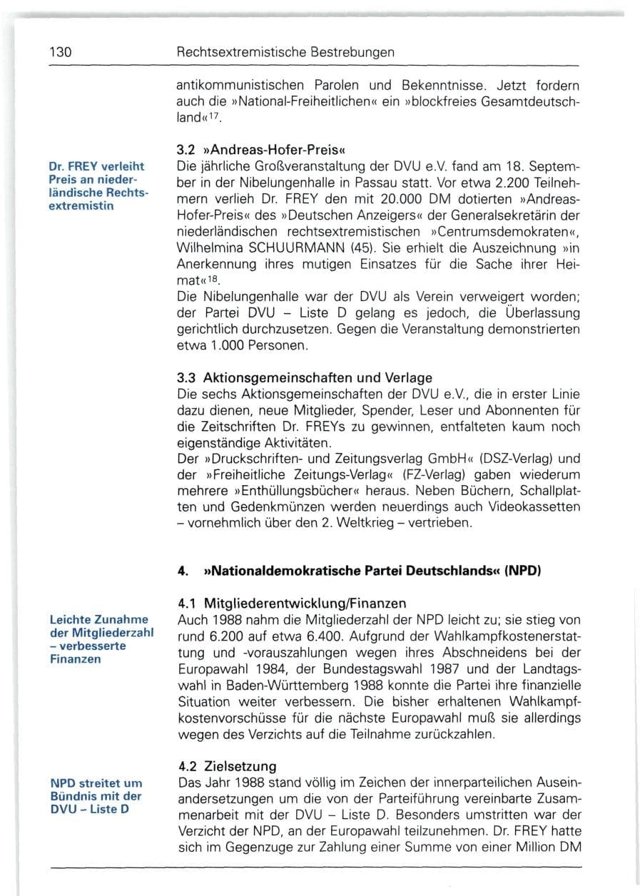 Seite 130 des Verfassungsschutzbericht 1988 Bund