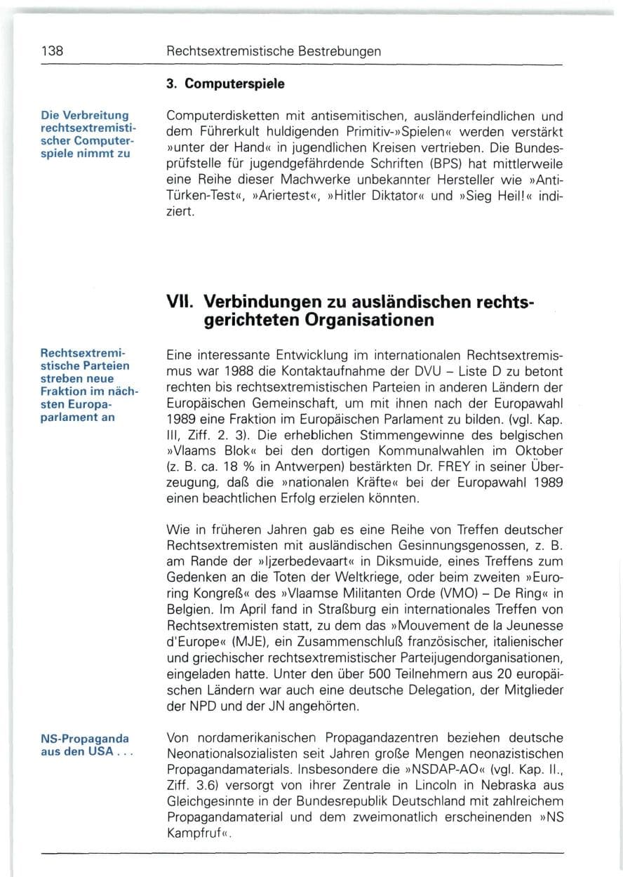 Seite 138 des Verfassungsschutzbericht 1988 Bund